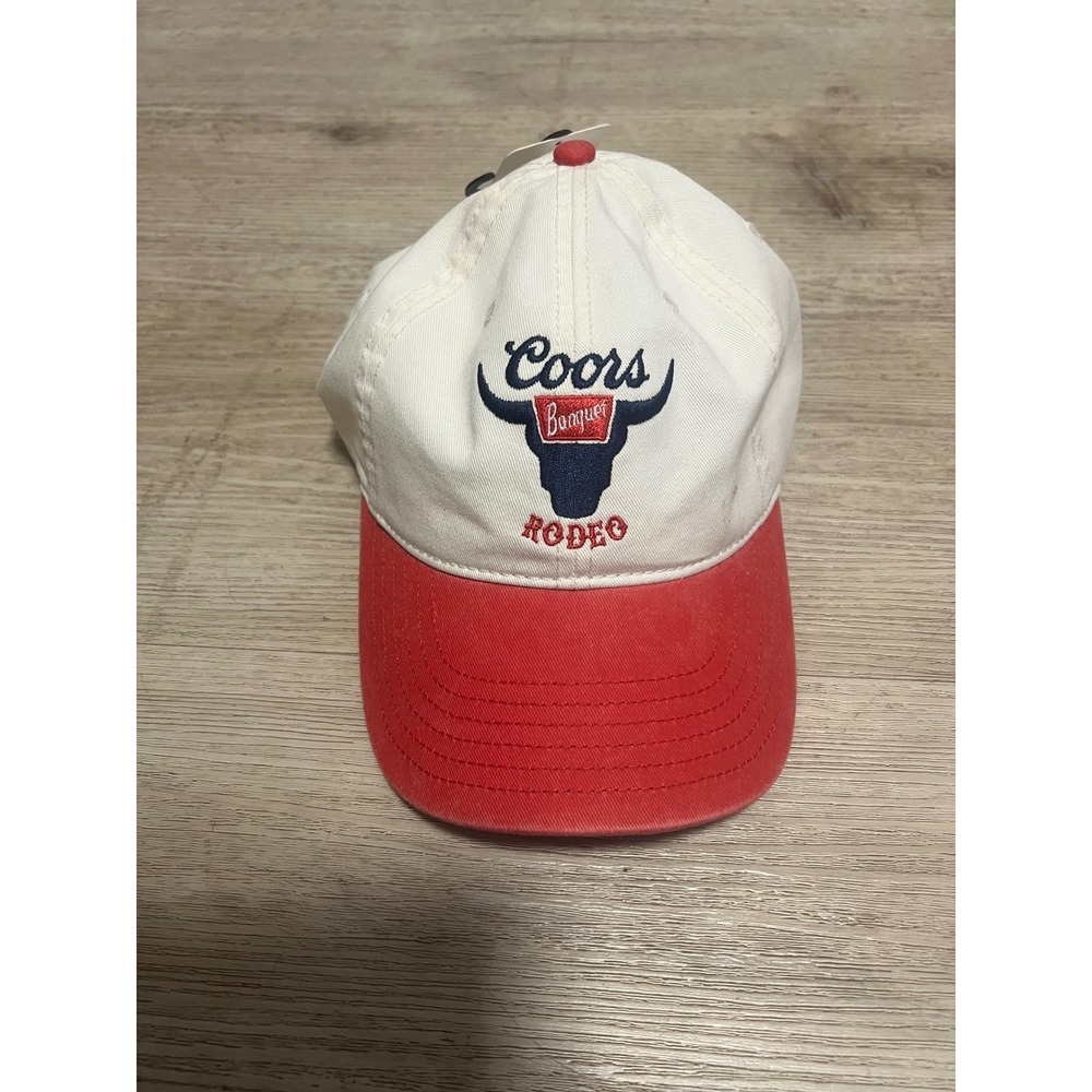 Coors Banquet Rodeo Hat Mens Red White Bull Embroidered Adjustable Strapback Cap